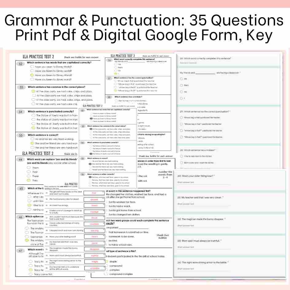 ELA Practice Test 3rd Grade 4th Grade 5th Grade Test 2