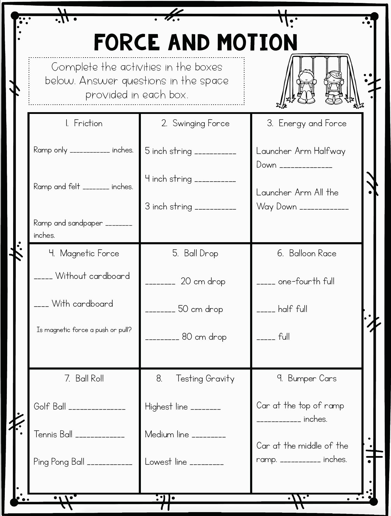 Engaging Force And Motion Worksheets For Interactive Learning