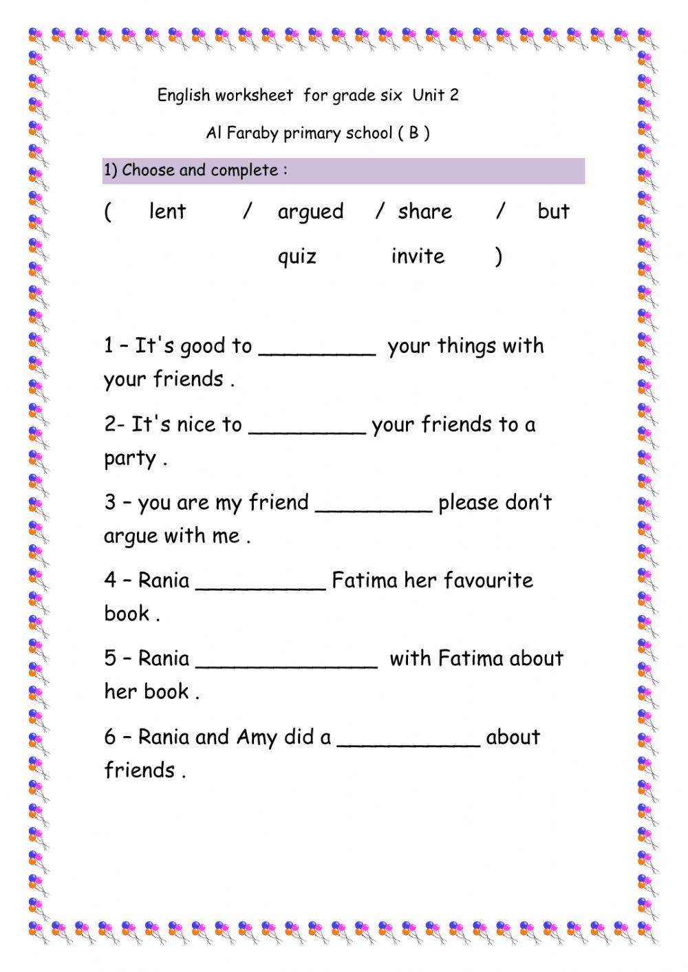 English Worksheets Printable Grammar Reading Writing And Vocabulary