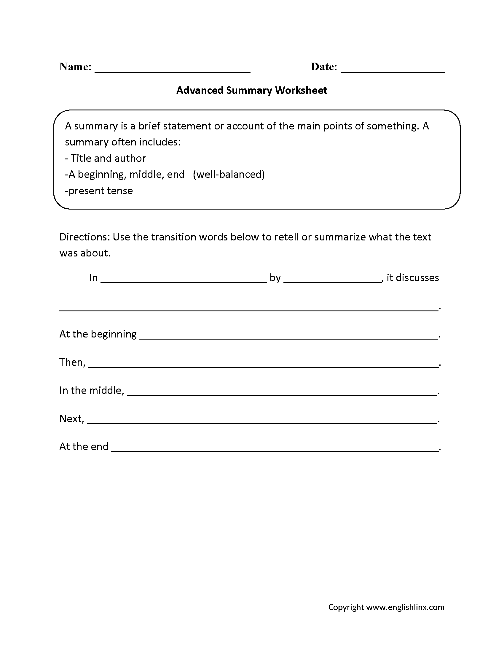 Englishlinx Summary Worksheets 12 Writing Chapter Summary Worksheet Free PDF At Worksheeto