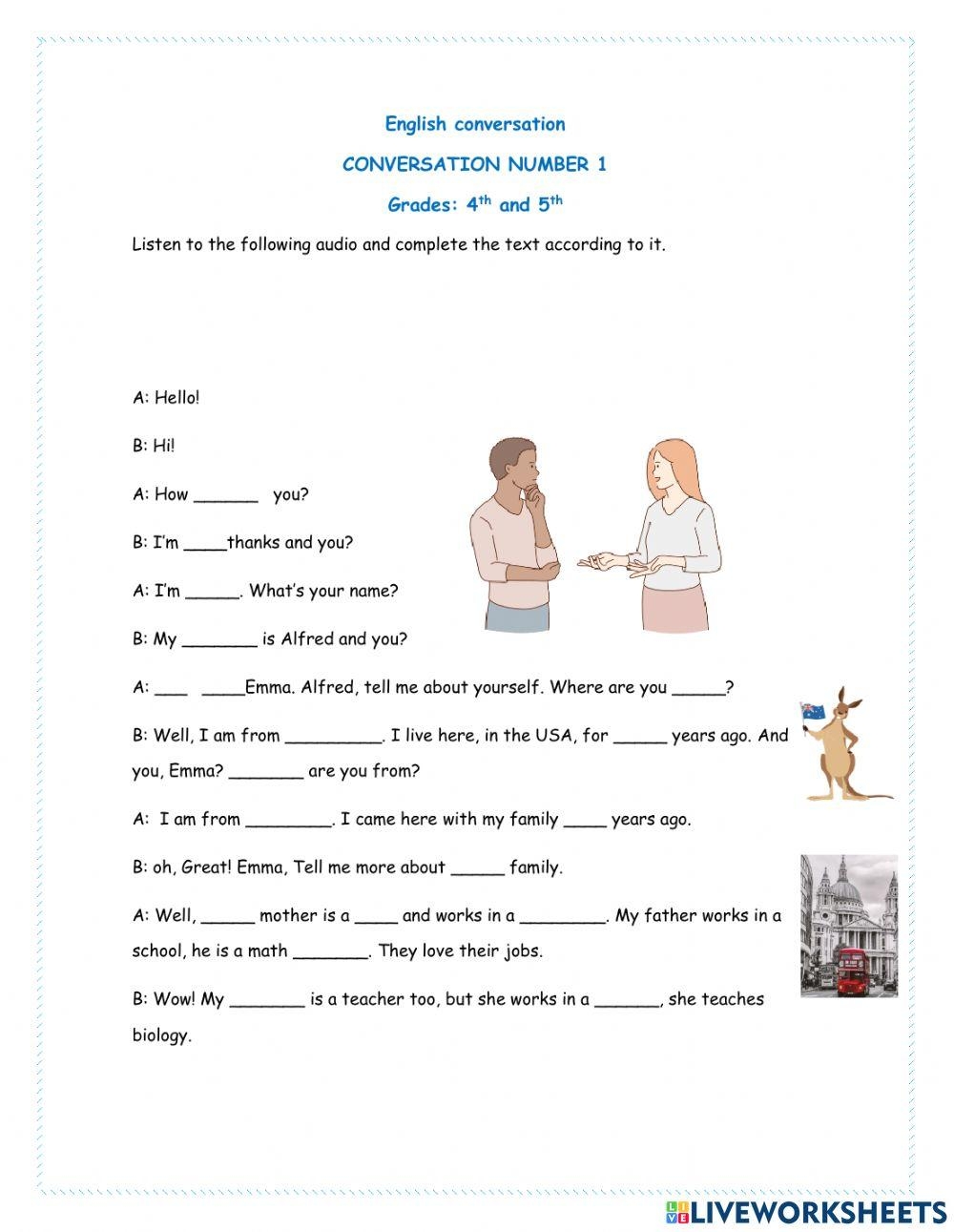 ESL Conversation Worksheet Engage Your Students With Dynamic Dialogue Practice