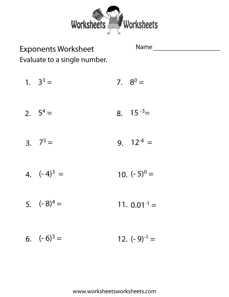 Exponents Practice Worksheet Worksheets Worksheets Worksheets Library