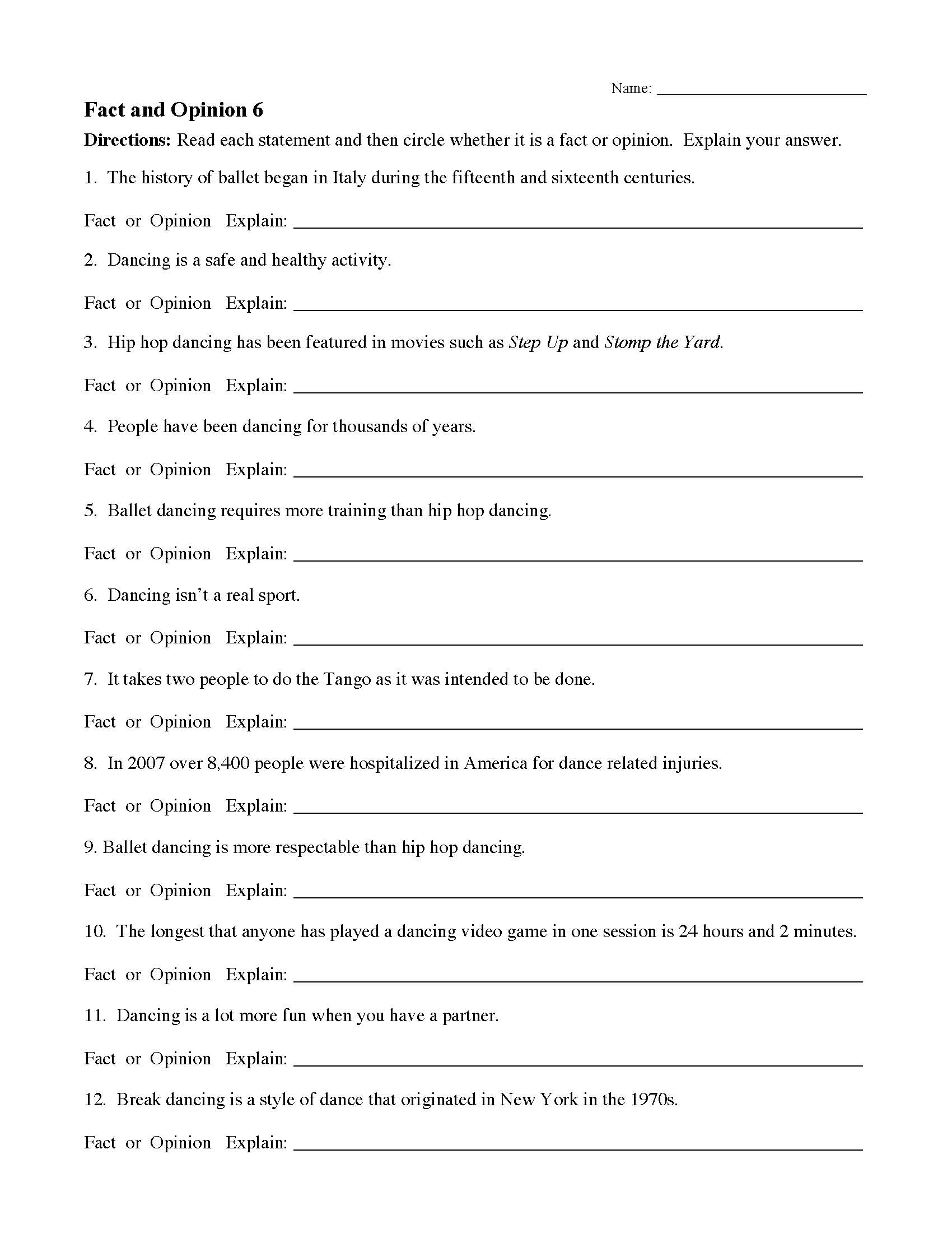 Reading Worksheets Fact And Opinion Worksheets