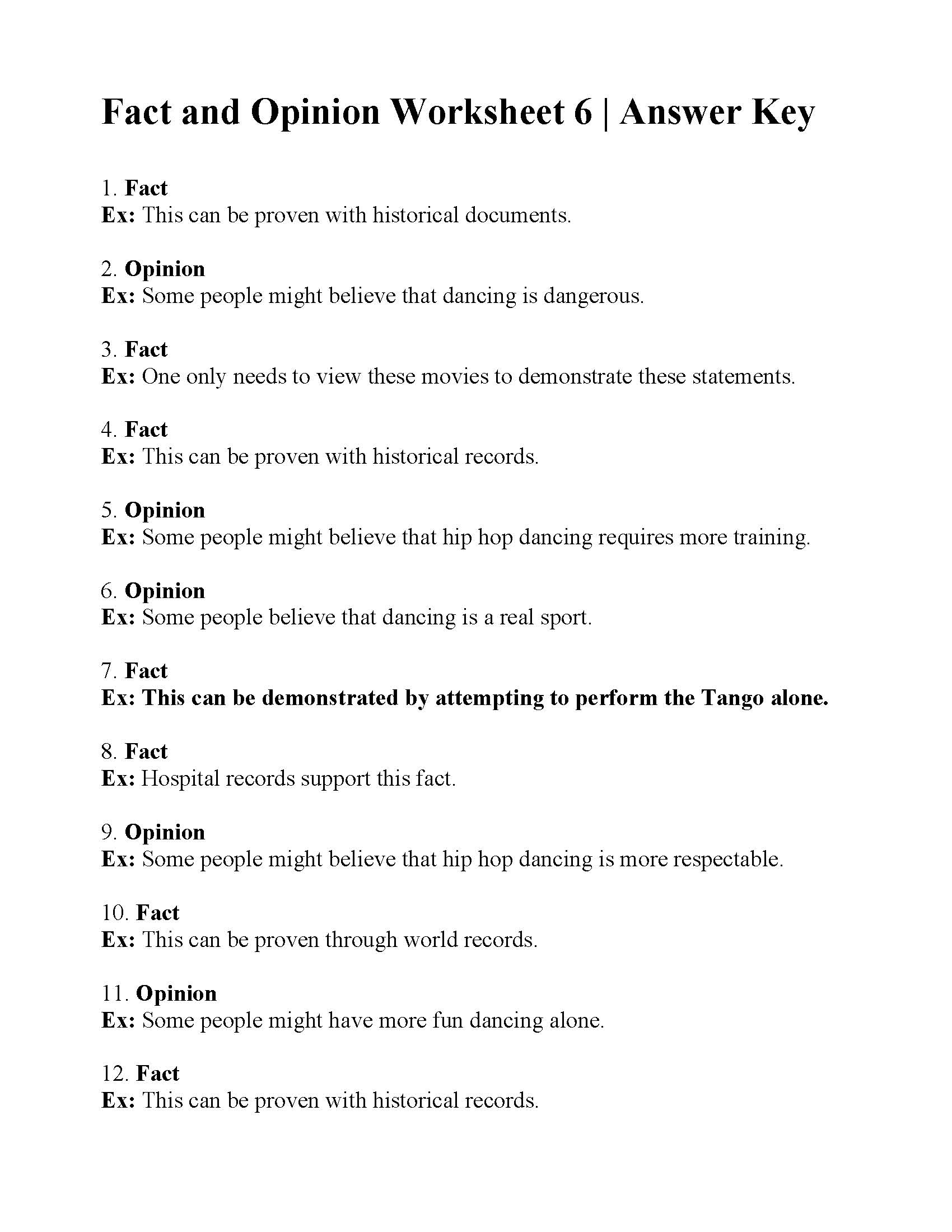 Fact And Opinion Worksheet 6 Reading Activity Worksheets Library