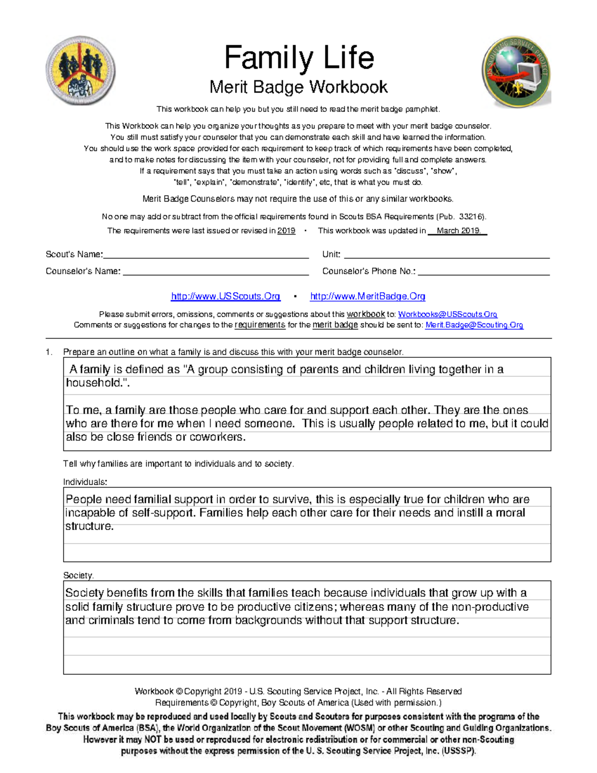 PERSONAL FITNESS Merit Badge Worksheet Troop 655