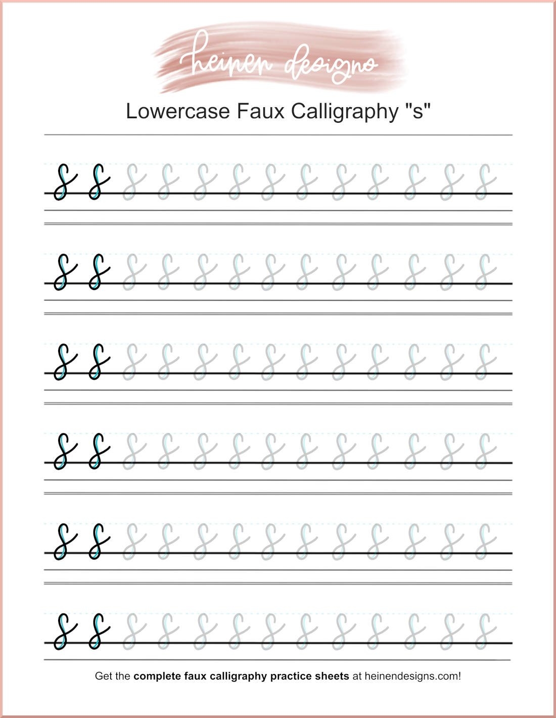 Faux Calligraphy Letter S Practice Sheet Free Download