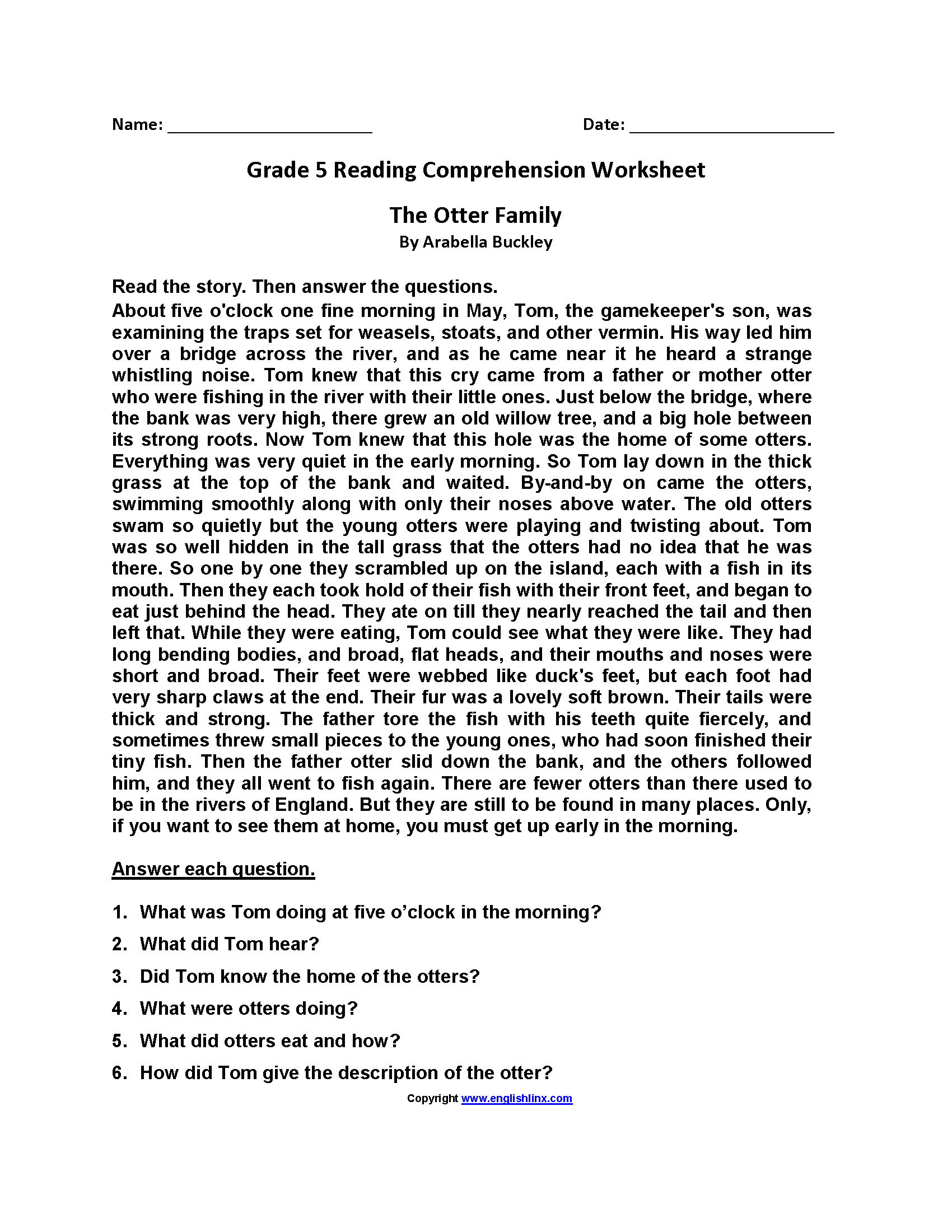 5 Printable Reading Comprehension English Worksheets Ages 4 7 KG1 To Grade 2 Etsy