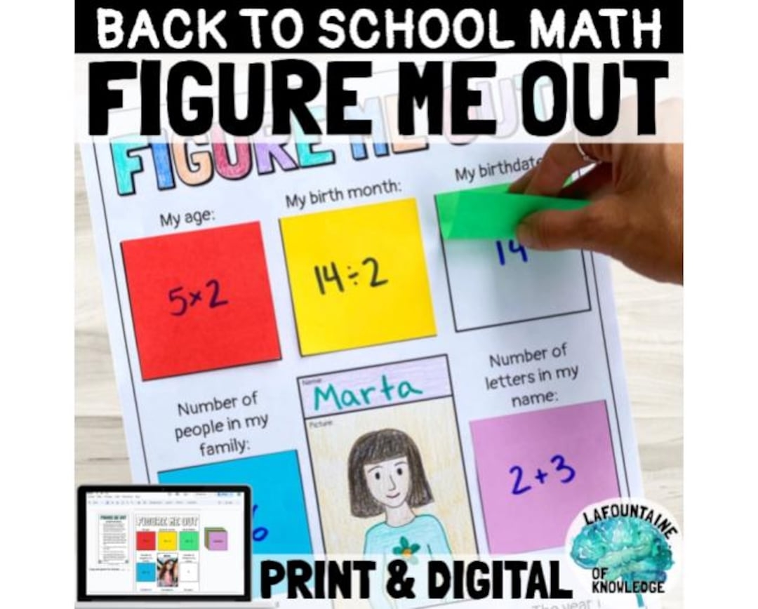 Figure Me Out Back To School Math All About Me Activity PRINT And DIGITAL Etsy Israel