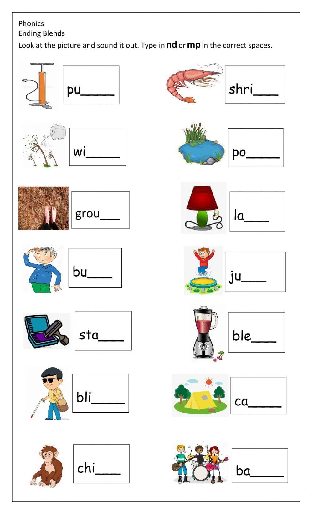 Fill In The Blank Ending Blends Worksheet Worksheets Library