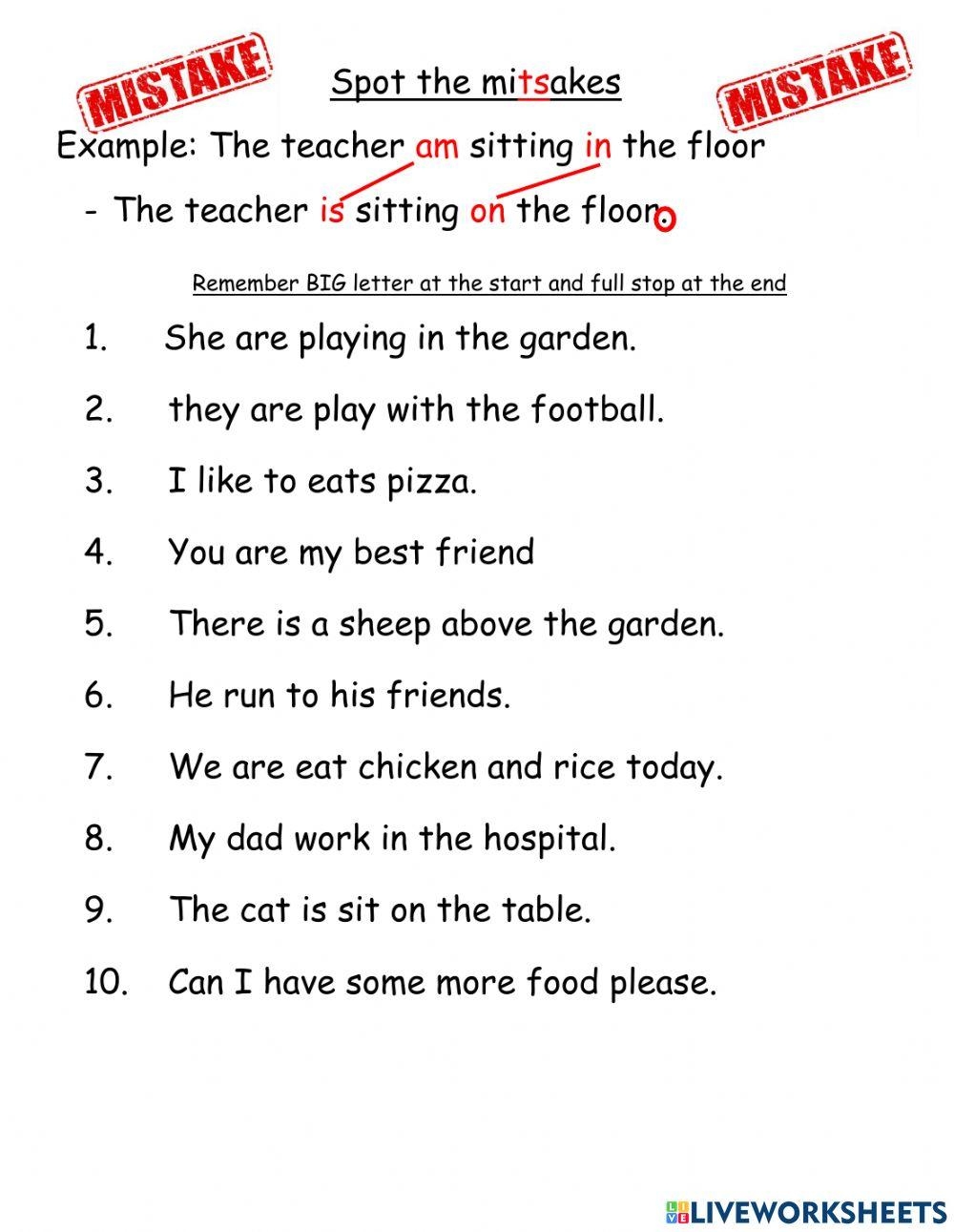 Find The Errors Worksheet Enhance Problem Solving Skills English Grammar Worksheet Grammar Error Correction There Is Worksheets Library
