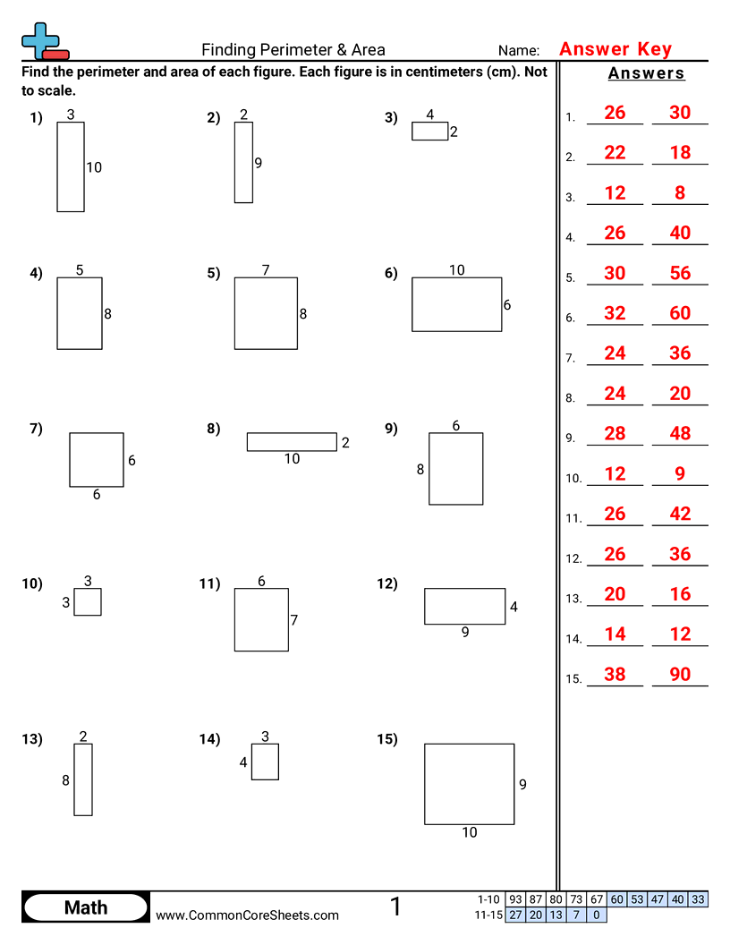Area And Perimeter Of Mixed Shapes K12 Math Worksheets