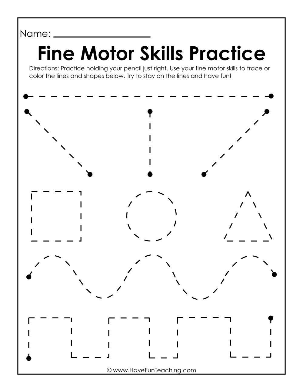 Fine Motor Skills Practice Worksheet Have Fun Teaching