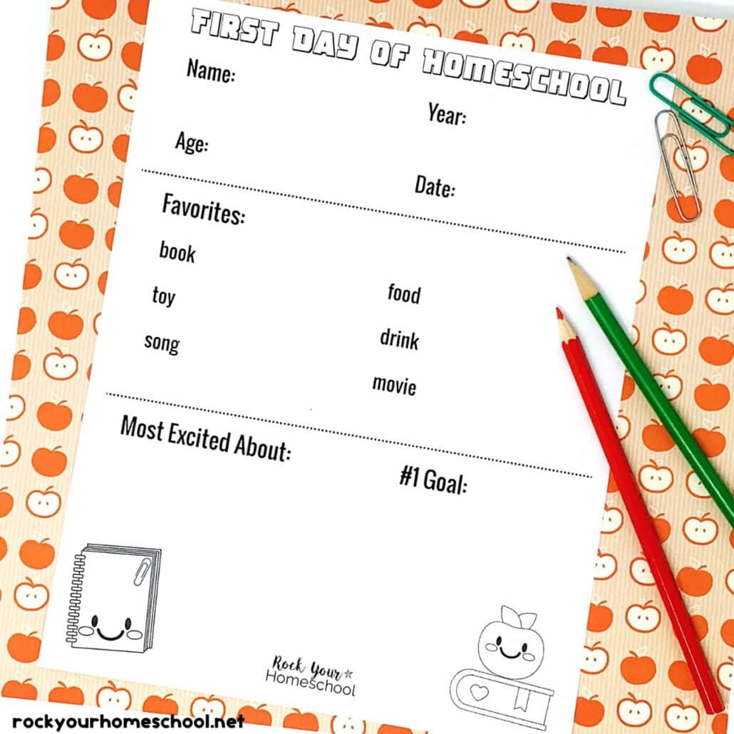 First Day Of Homeschool Printables For Fun Keepsakes Free