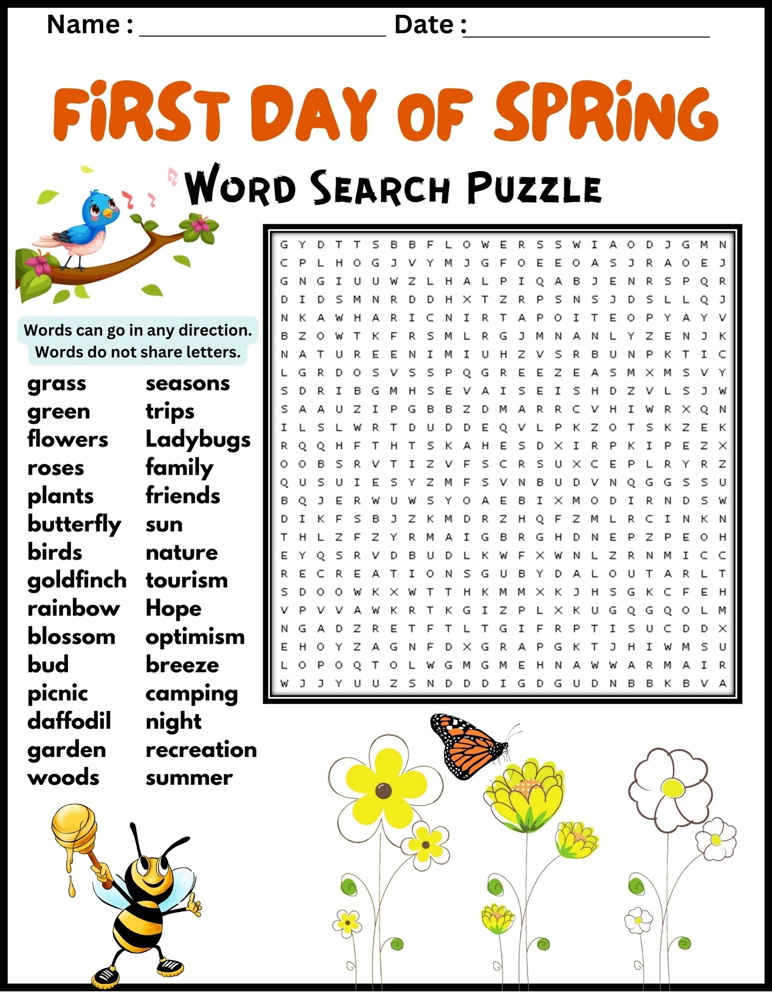 FIRST DAY OF SPRING VOCABULARY Word Search Puzzle Worksheet Activity Made By Teachers FIRST DAY OF SPRING VOCABULARY Word Search Puzzle Worksheet Activity Made By Teachers