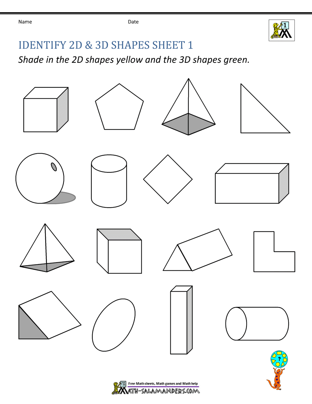 2D And 3D Shapes NO PREP Printable Worksheets Shapes And Attributes Fun Times In First