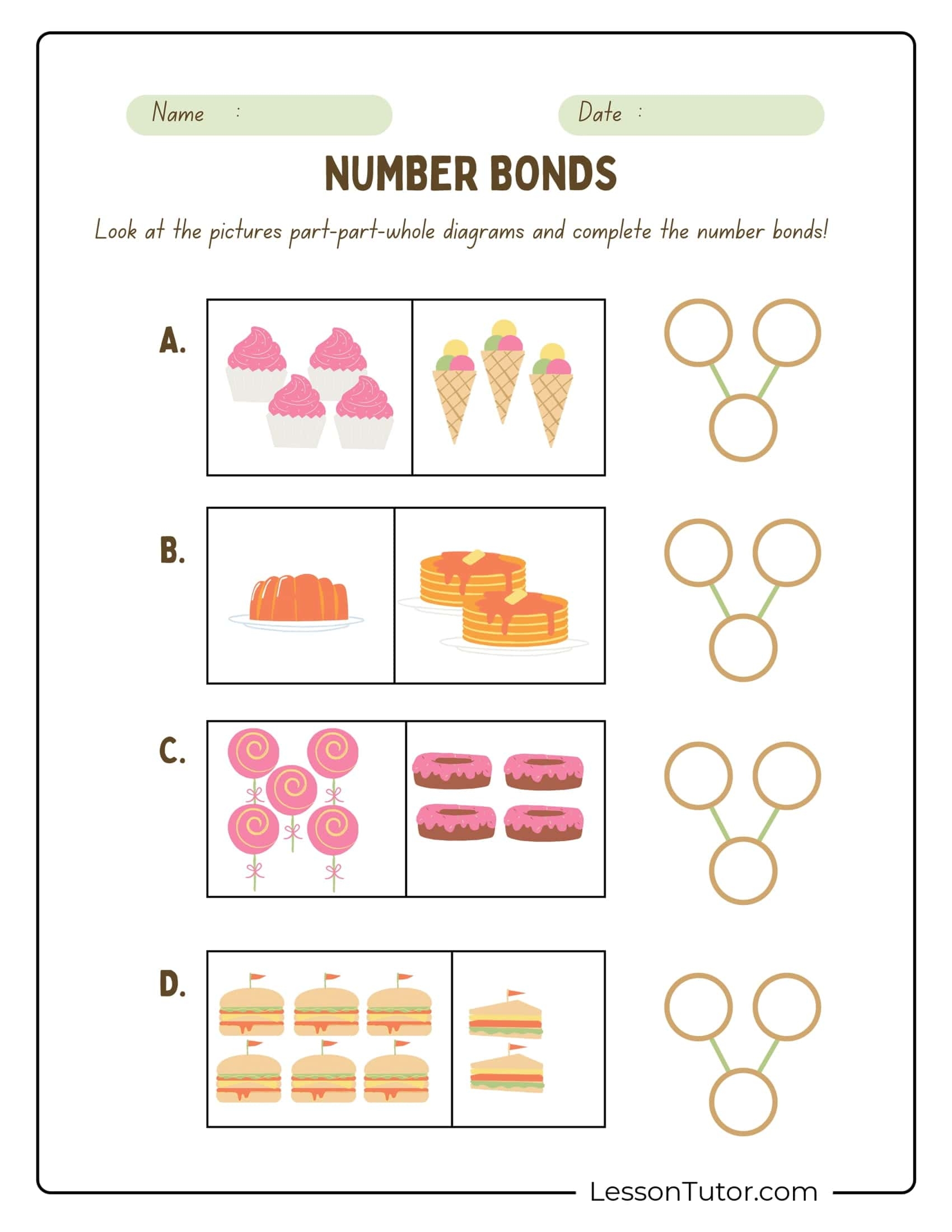 Part Part Whole Fractions 1st Grade Math Worksheet Catholic TheCatholicKid
