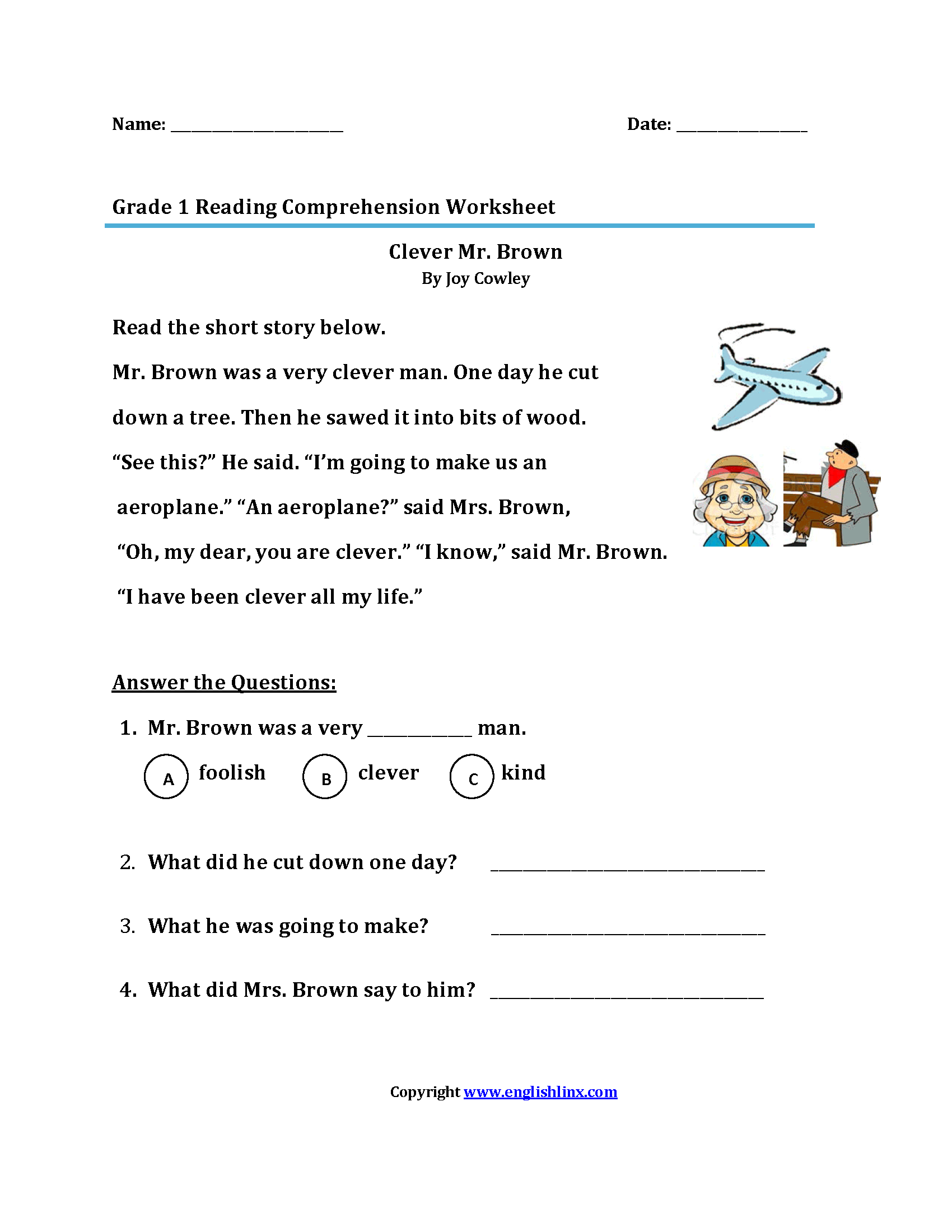 9 First Grade Reading Comprehension Worksheets Free PDF At Worksheets Library