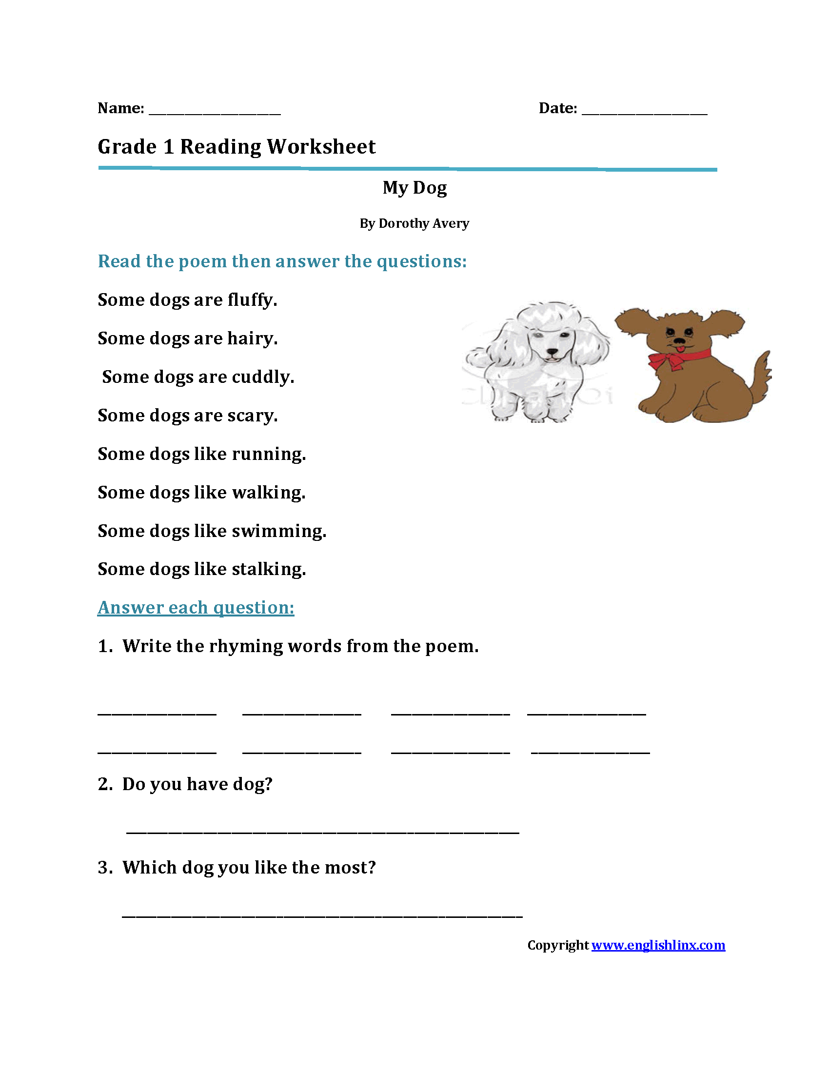 First Grade Reading Worksheets Improve Fluency Vocabulary