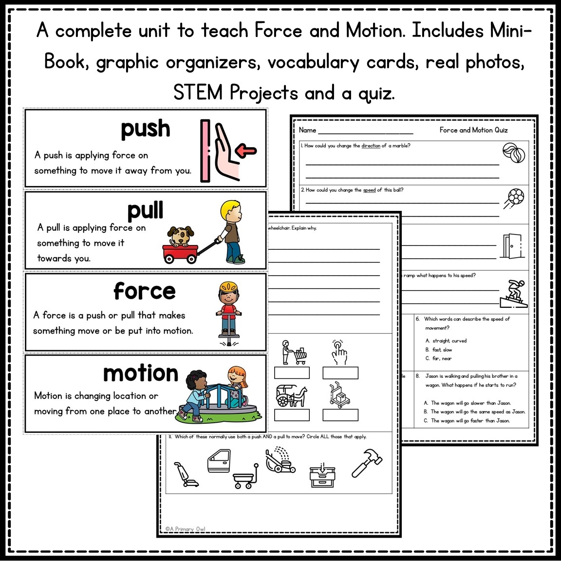 Force And Motion Unit With Mini Book STEM Projects Worksheets Made By Teachers