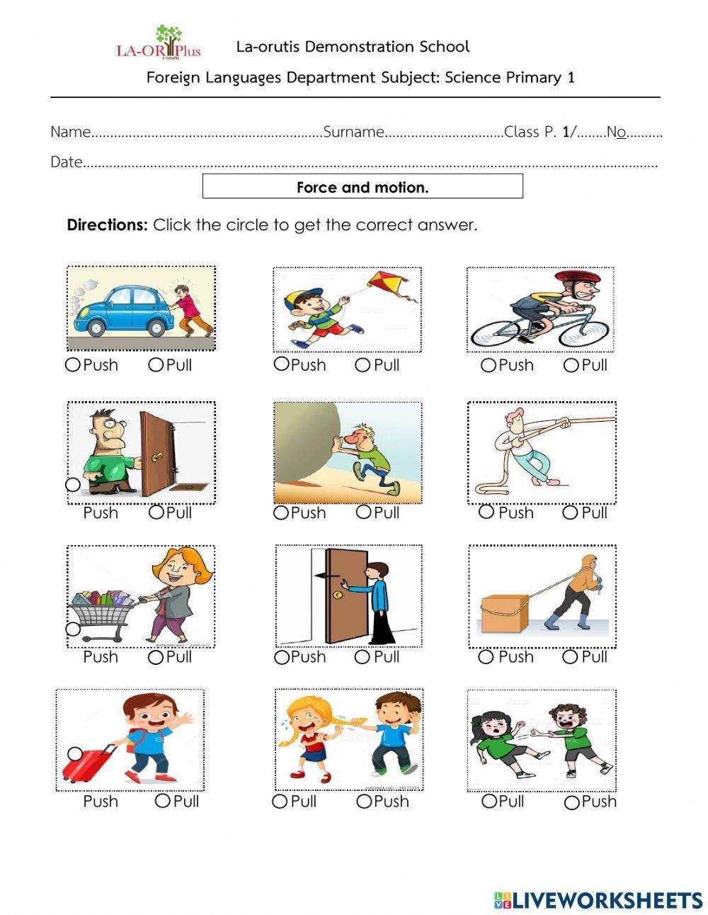 Force And Motion Worksheet Worksheets Library