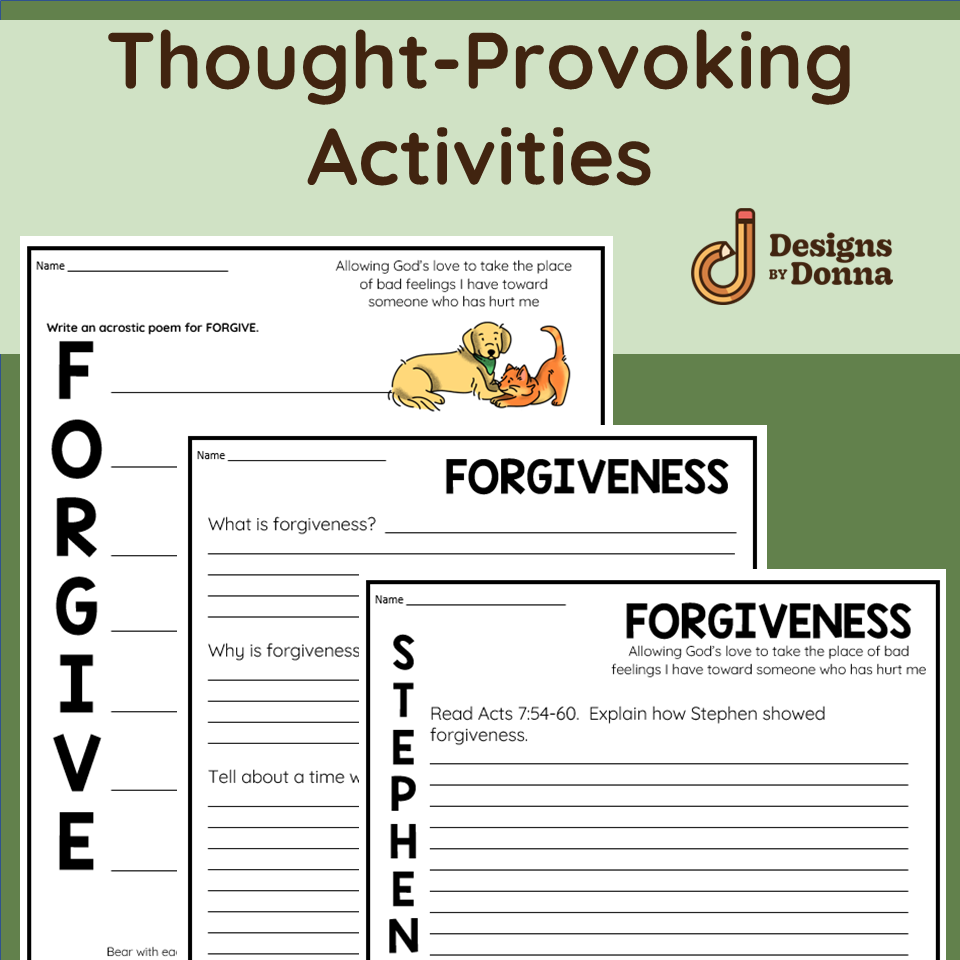 Forgiveness Christian Character Trait Packet Made By Teachers