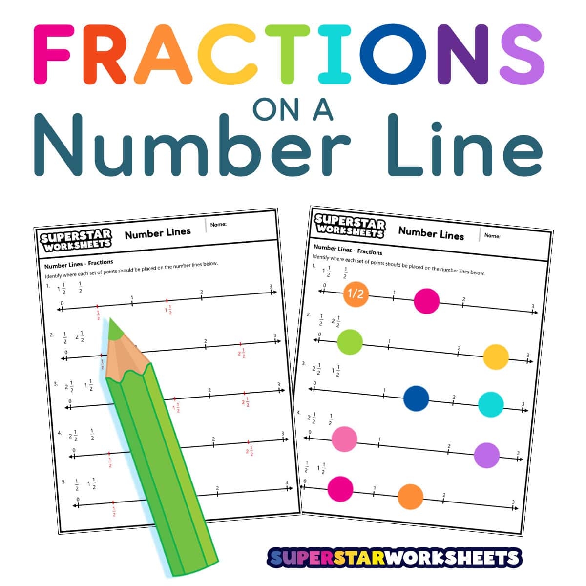 Fractions On A Number Line Superstar Worksheets