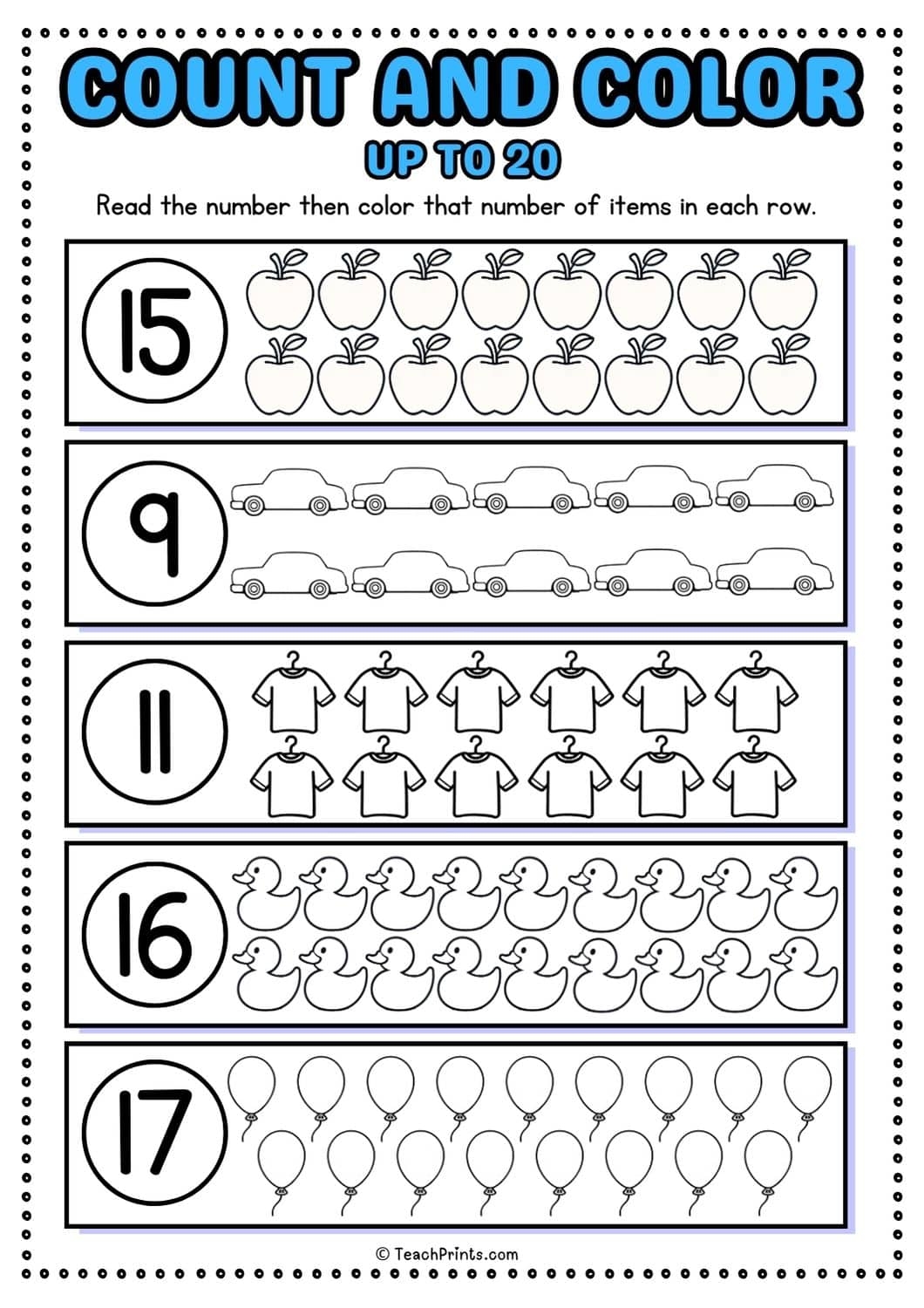 Free 1 20 Counting Worksheets Teach Prints