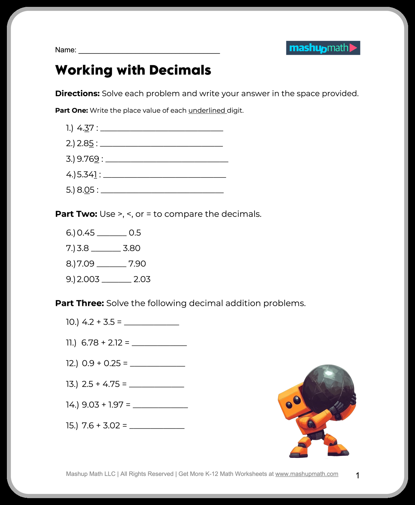 Free 5th Grade Math Worksheets Printable W Answers Mashup Math