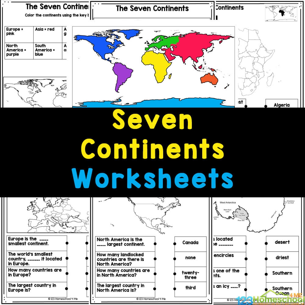 FREE 7 Continents And Oceans Printable Pdf Worksheets Set 2