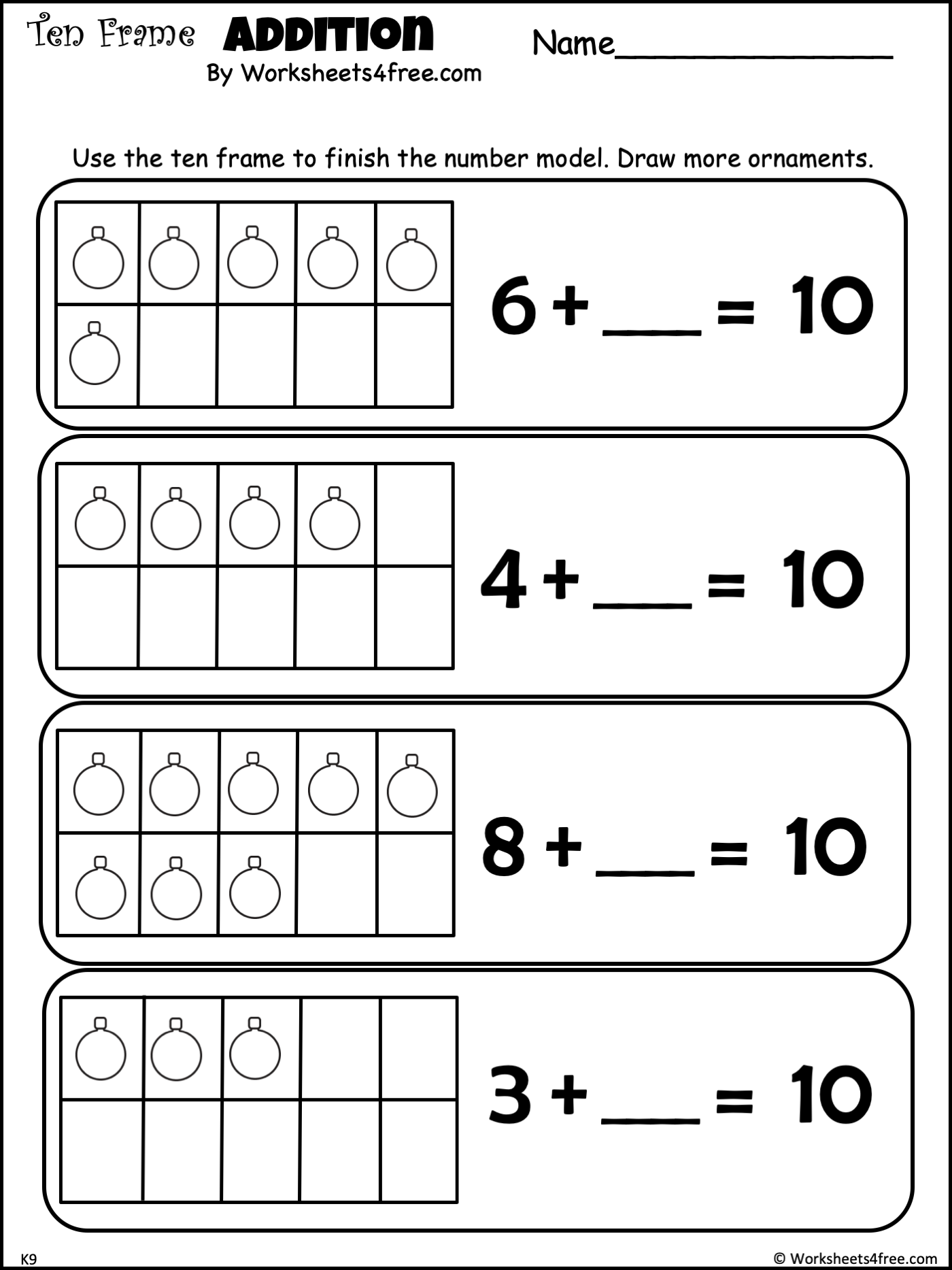 Free Addition To 10 Ten Frames Worksheet Worksheets4Free