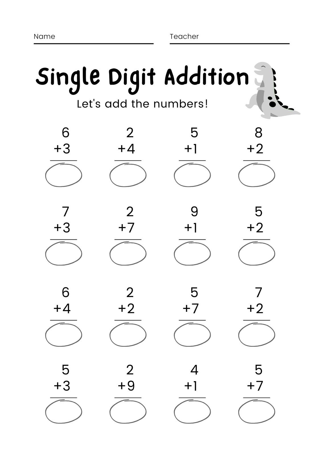 Printable Addition Worksheets PDF Free Download