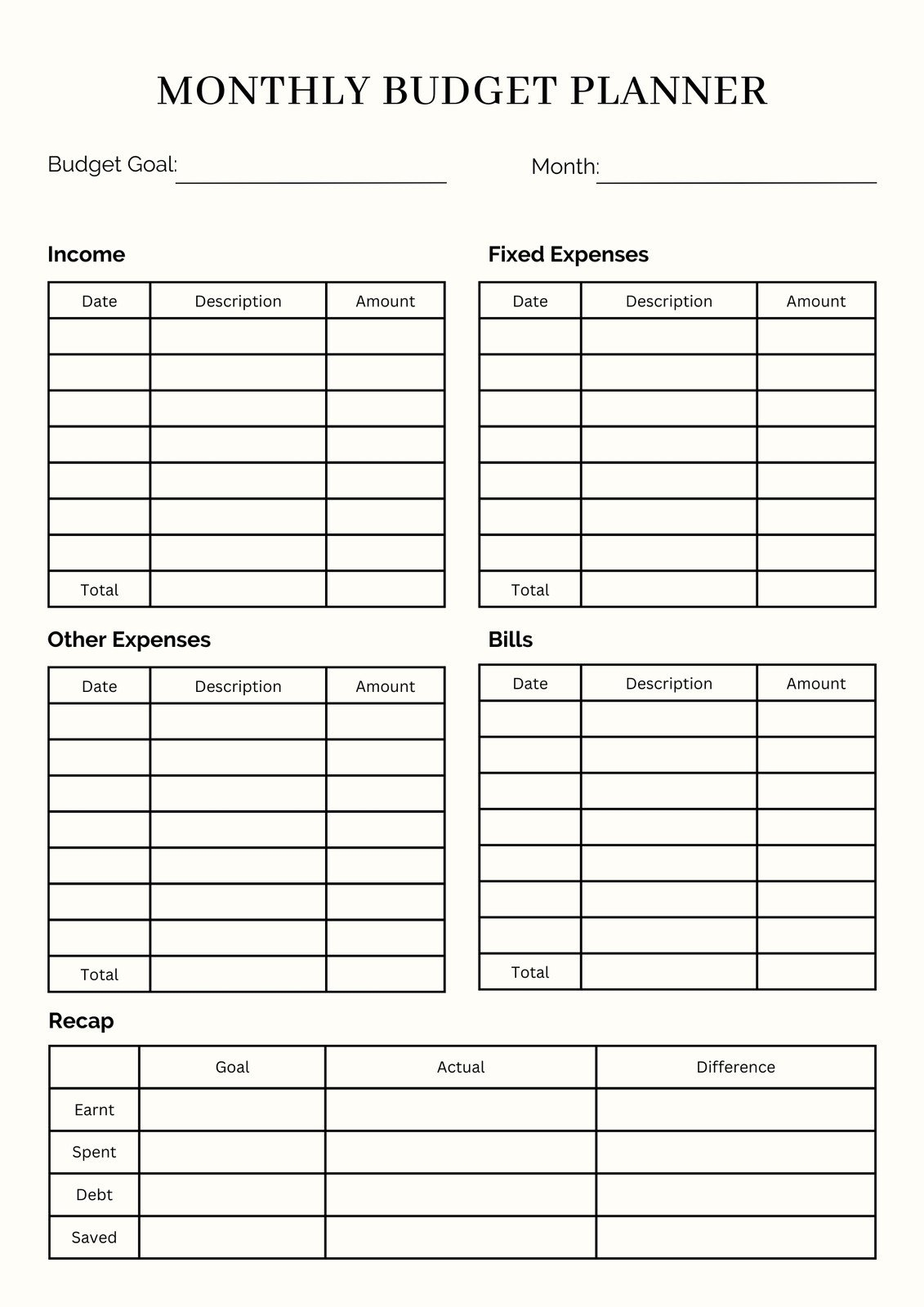 Bill Budget Planner Free Google Docs Template Gdoc Io