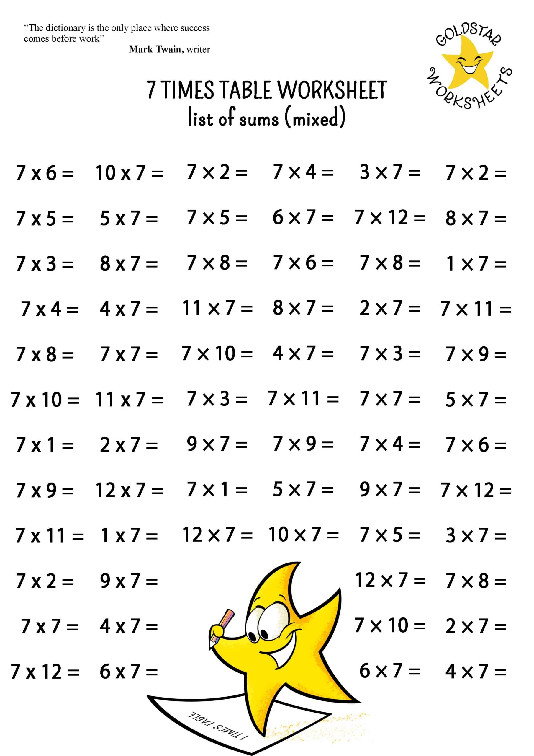Free And Fun 7 Times Table Worksheets Beautifully Designed For Kids