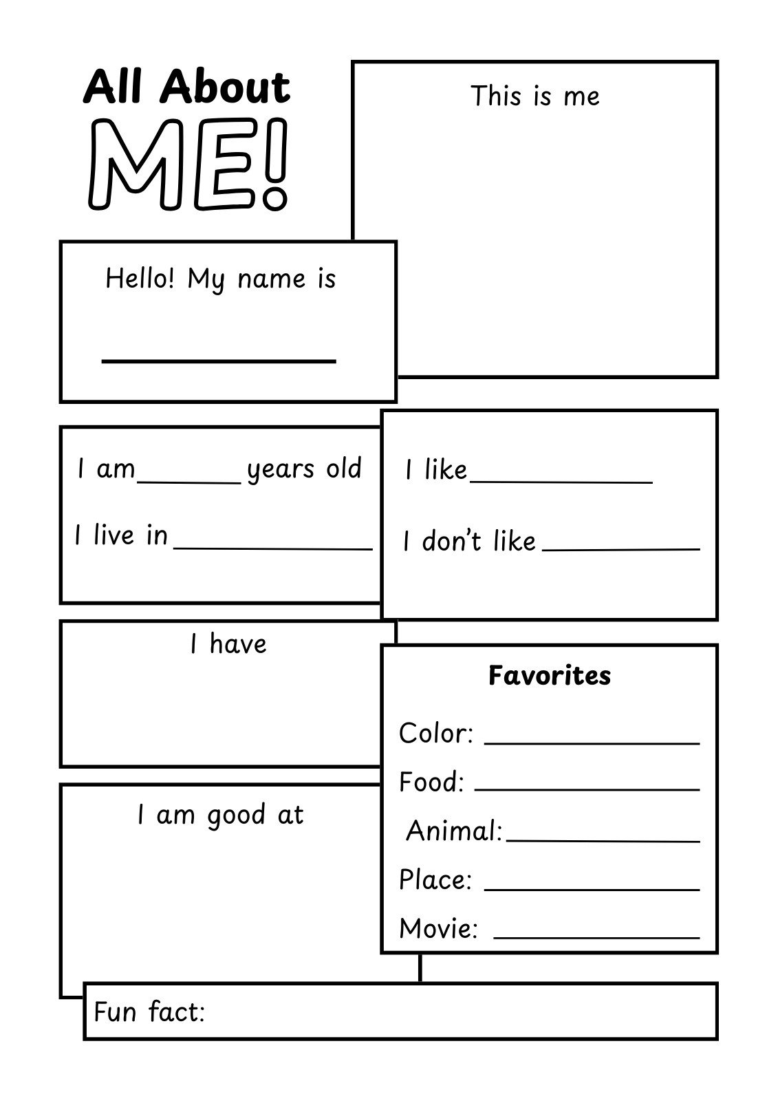 Free And Printable All About Me Worksheet Templates Canva