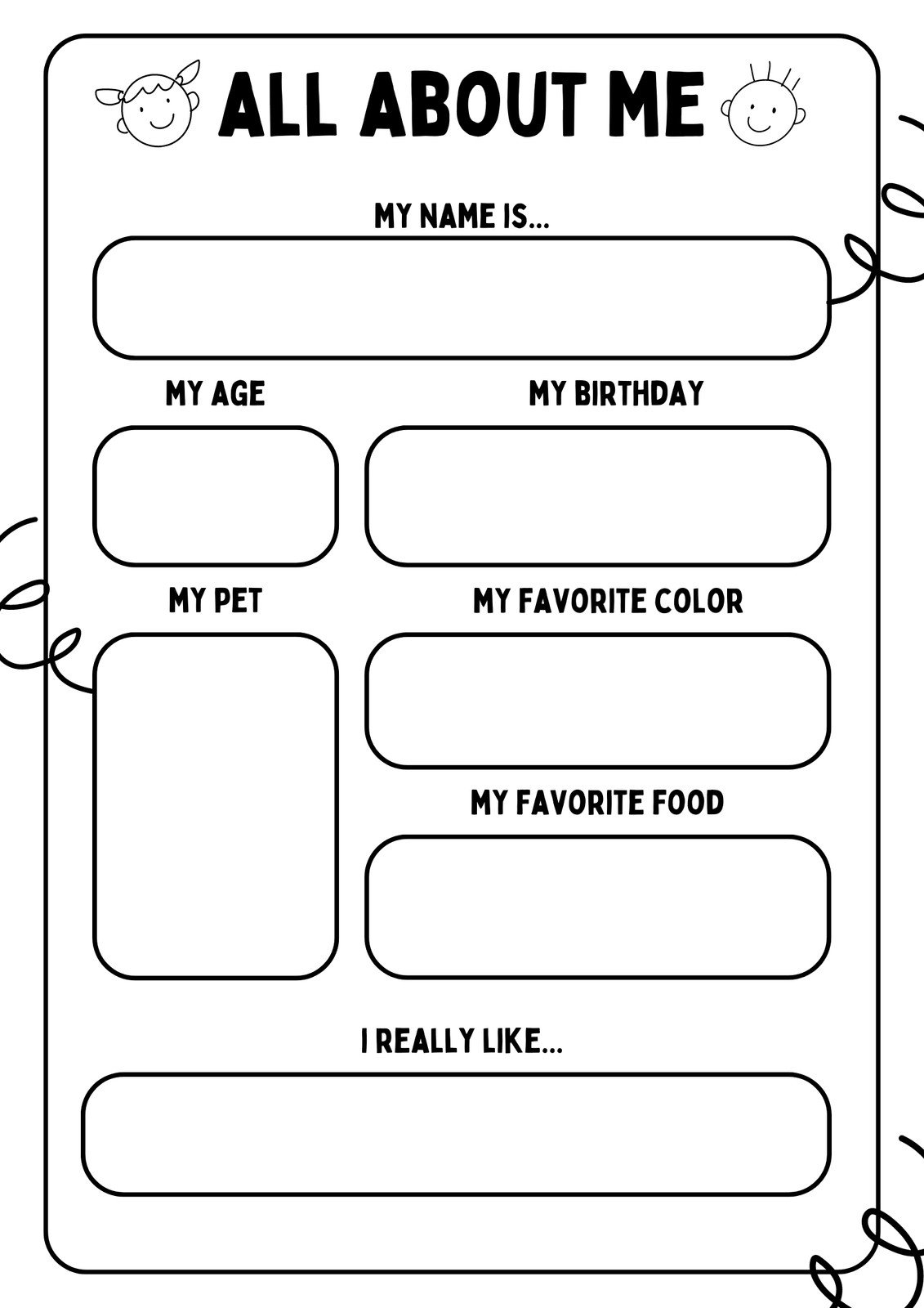 Free And Printable All About Me Worksheet Templates Canva PRINTABLE All About Me Worksheet Printable Activity For Kids First Day Of School Questionnaire PDF Etsy