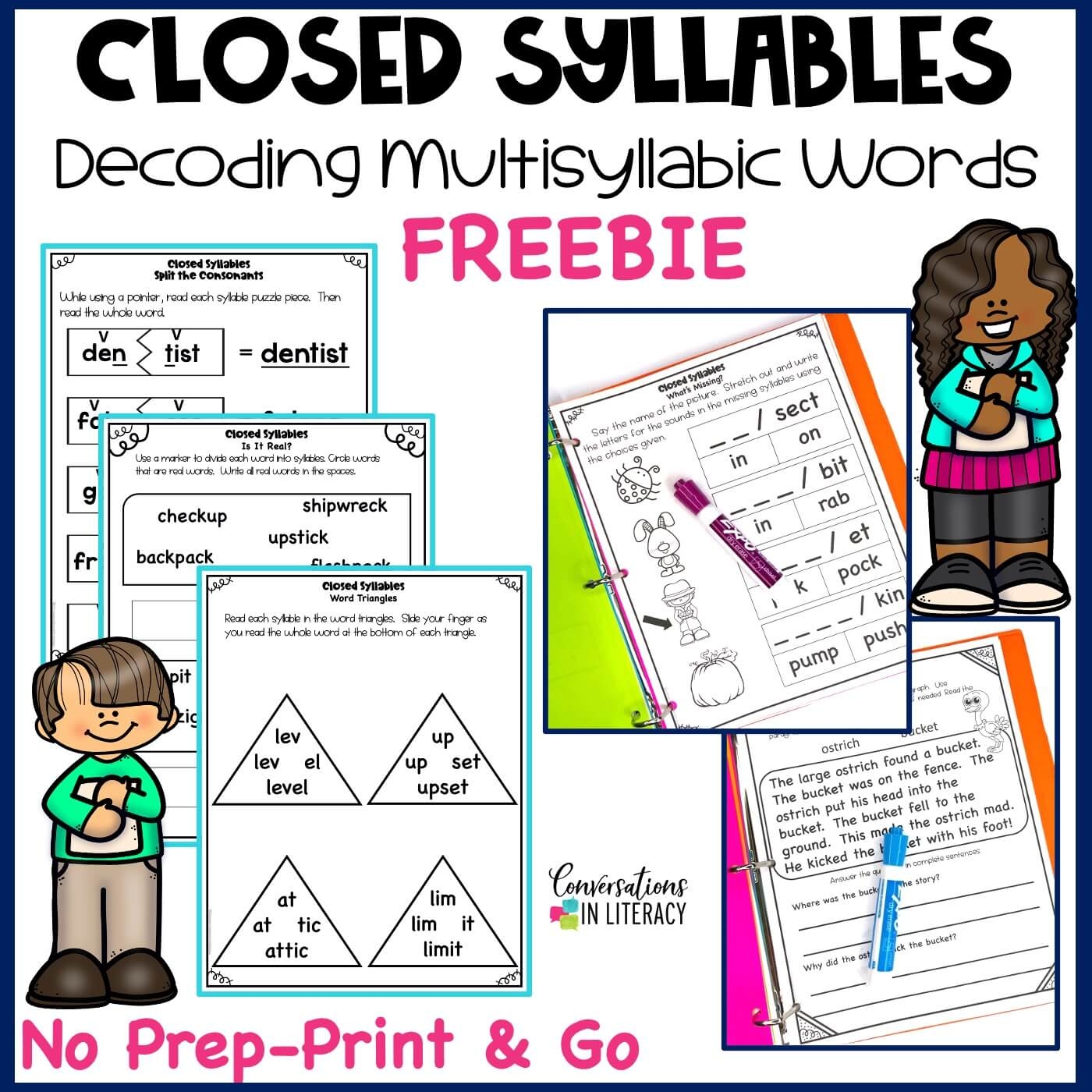 FREE Closed Syllables Decoding Multisyllabic Words Activities Conversations In Literacy