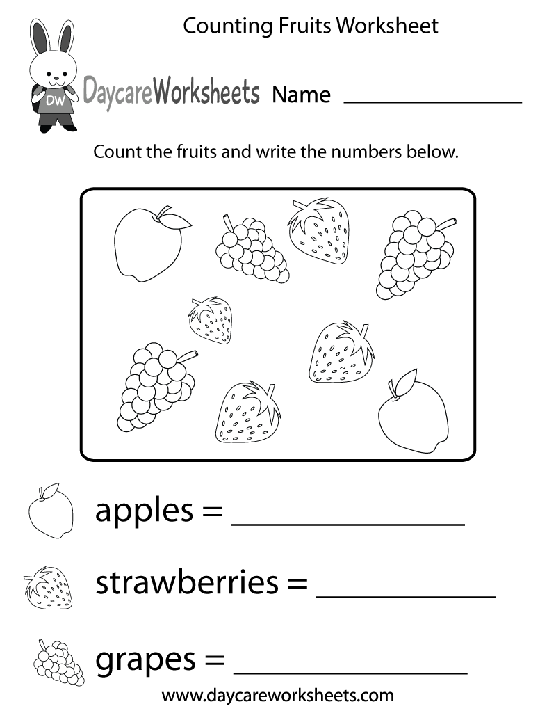 Free Counting Fruits Worksheet For Preschool Free Counting Fruits Worksheet For Preschool
