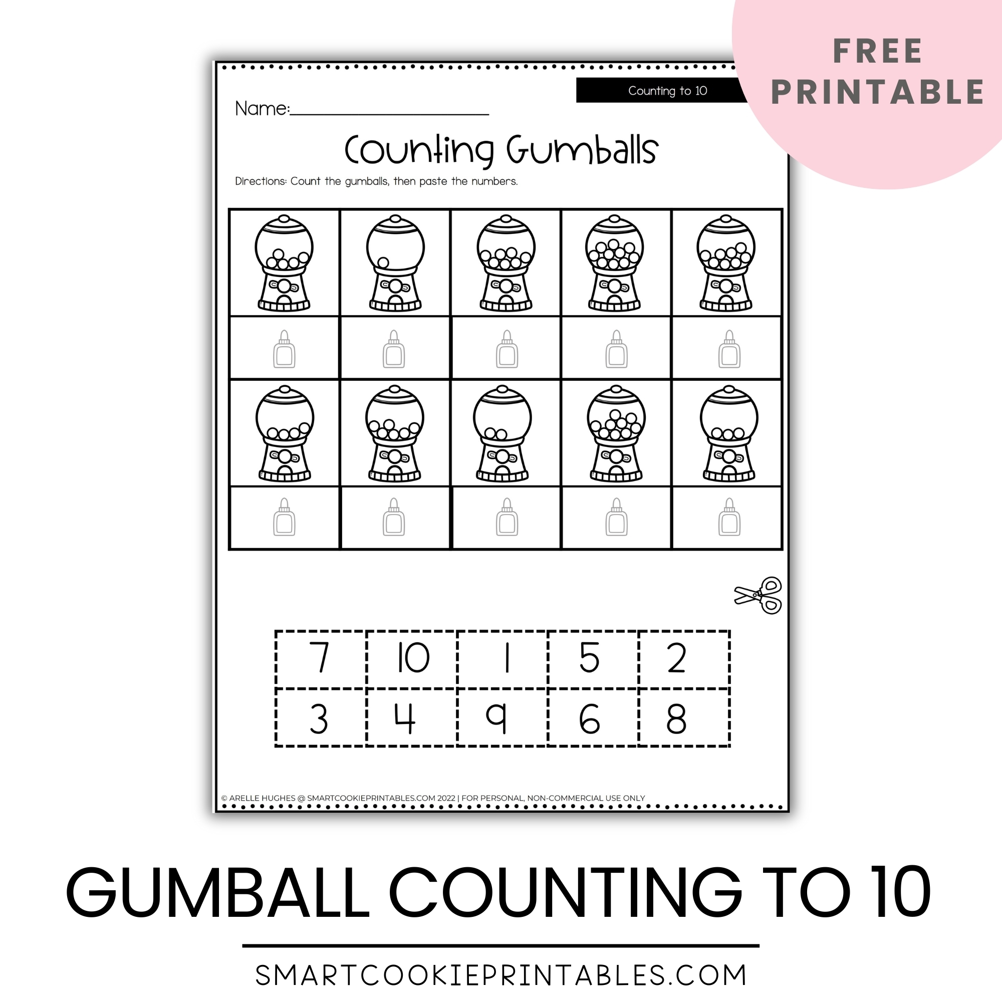 Free Counting To 10 Gumball Worksheets Smart Cookie Printables