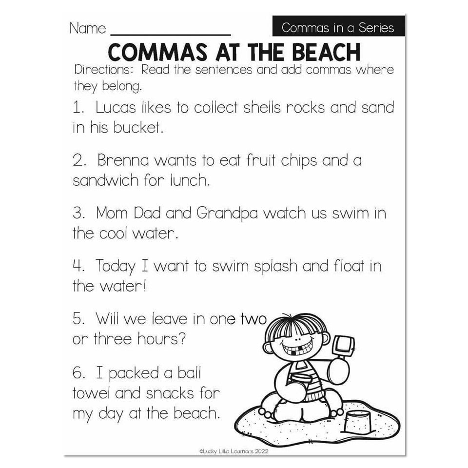 Free First Grade Comma Worksheet Download Free First Grade Comma Worksheet Png Images Free Worksheets On Clipart Library Englishlinx Commas Worksheets