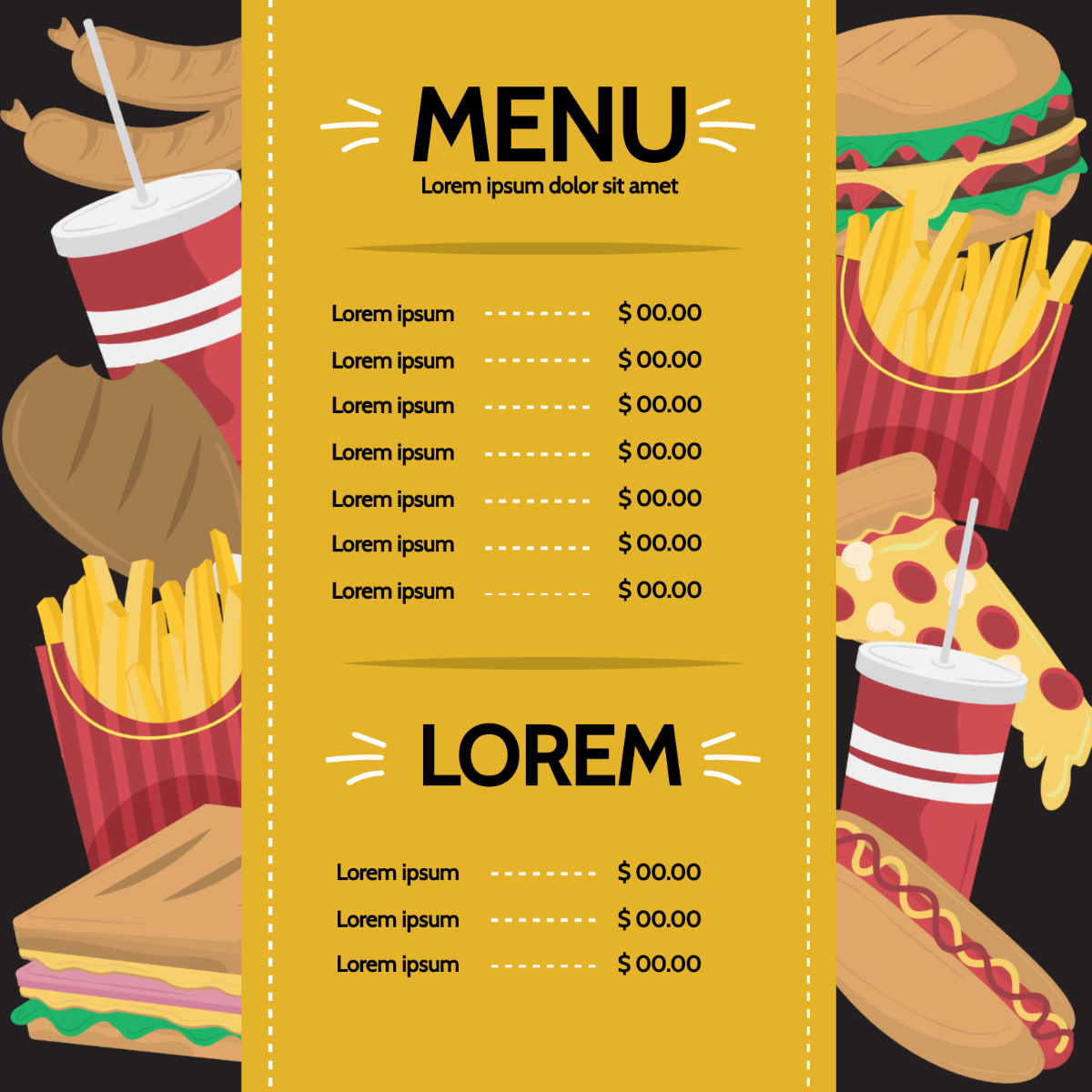 Free Food Menu Templates Editable And Printable