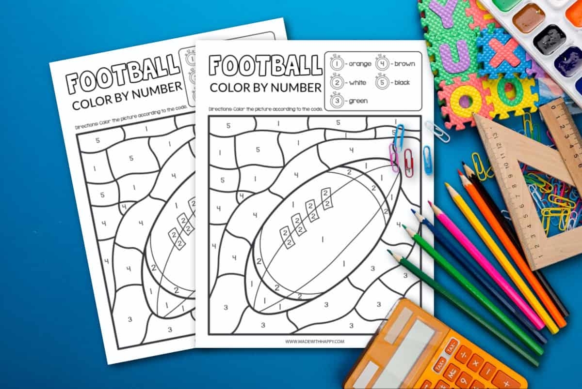 FREE Football Color By Number Printable Made With HAPPY FREE Football Color By Number Printable Made With HAPPY