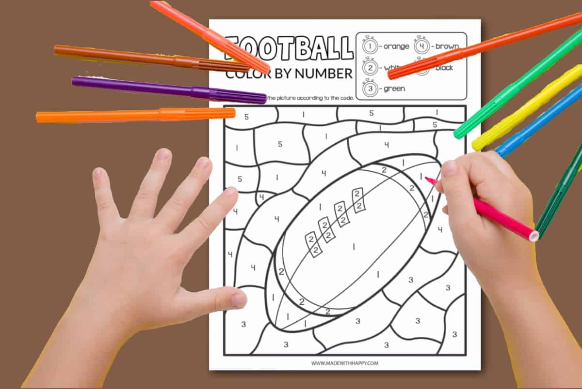 FREE Football Color By Number Printable Made With HAPPY FREE Football Color By Number Printable Made With HAPPY