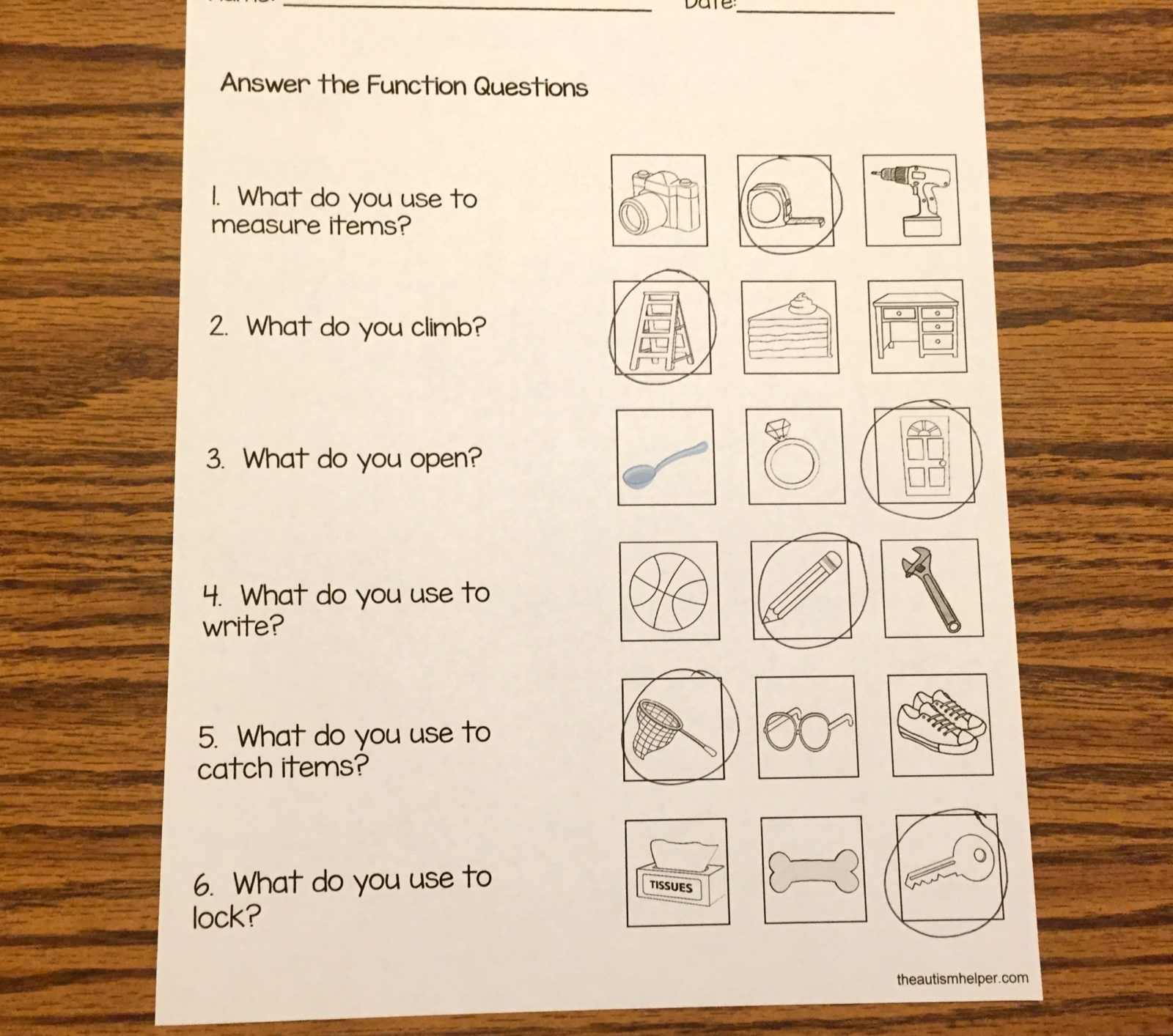 Free Function Worksheets The Autism Helper