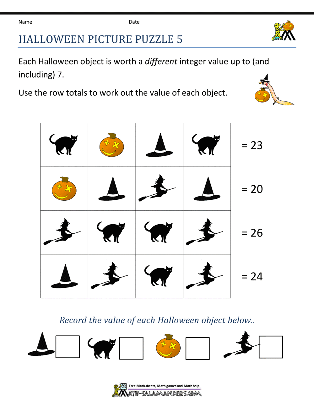 Free Halloween Math Worksheets Free Halloween Math Worksheets