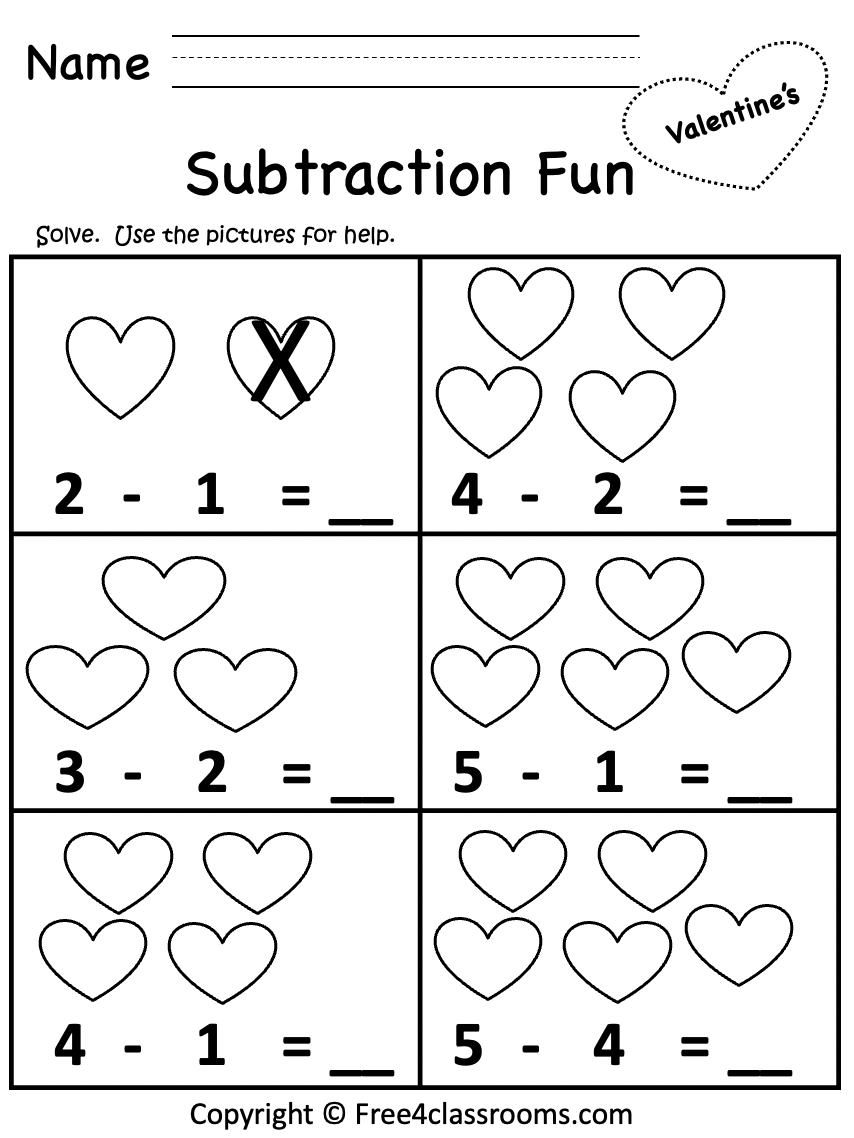 Free Kindergarten Subtraction Worksheet