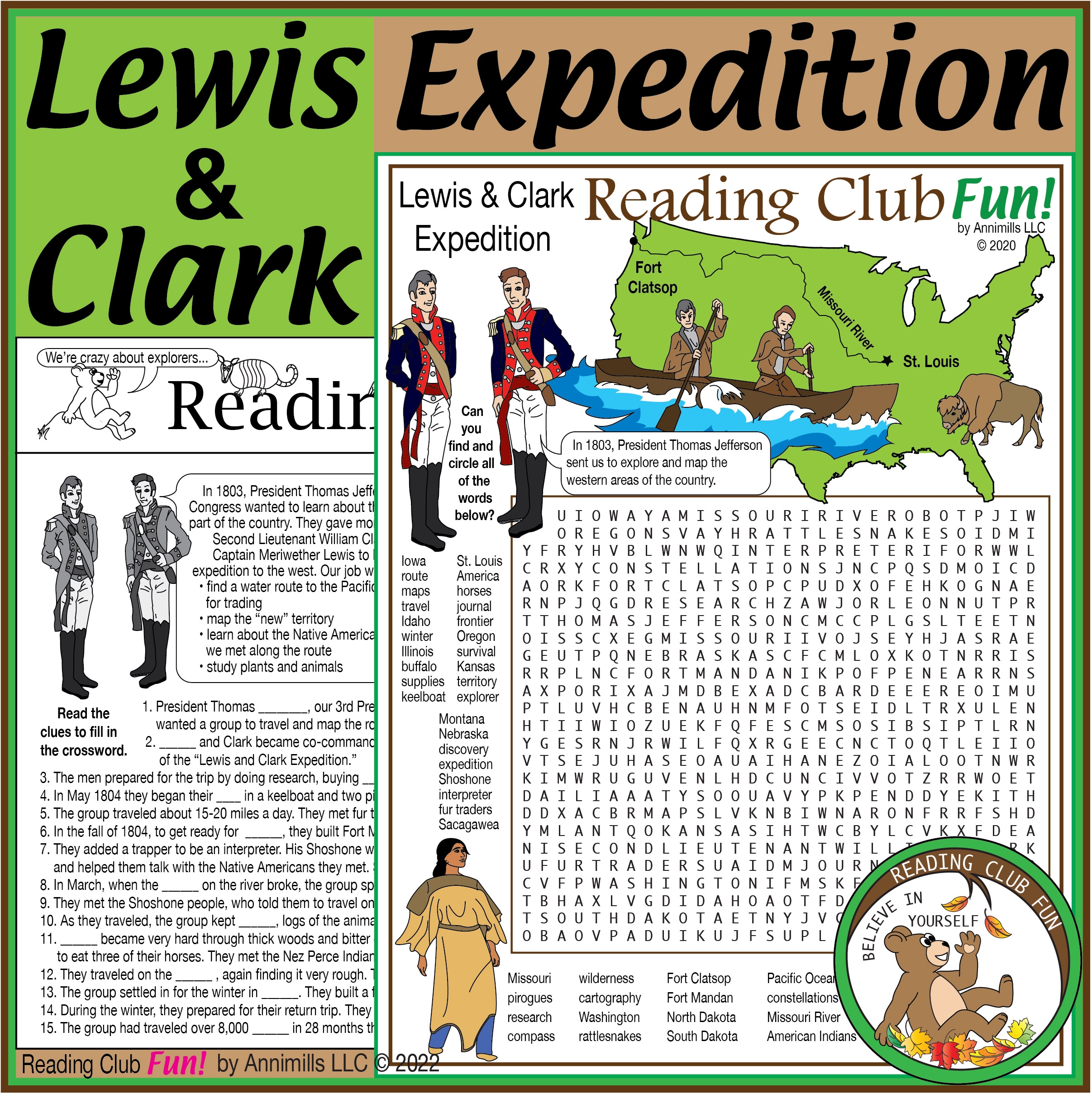 Free Lewis And Clark Printable Worksheets And Coloring Pages Worksheets Library FREE Westward Expansion For Kids Printable Reader