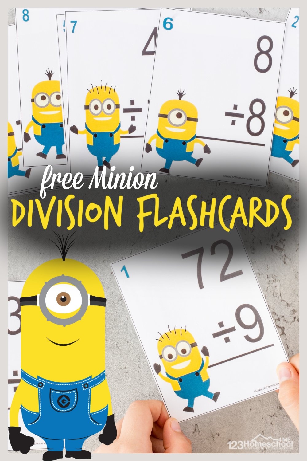 FREE Minion Printable Math Division Flash Cards Pdf