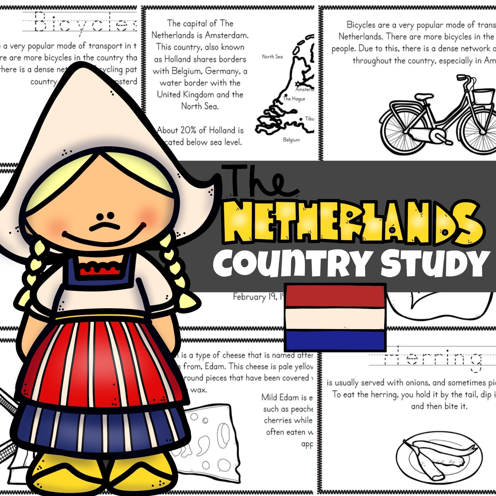 FREE Netherlands For Kids Printable Book To Color And Learn