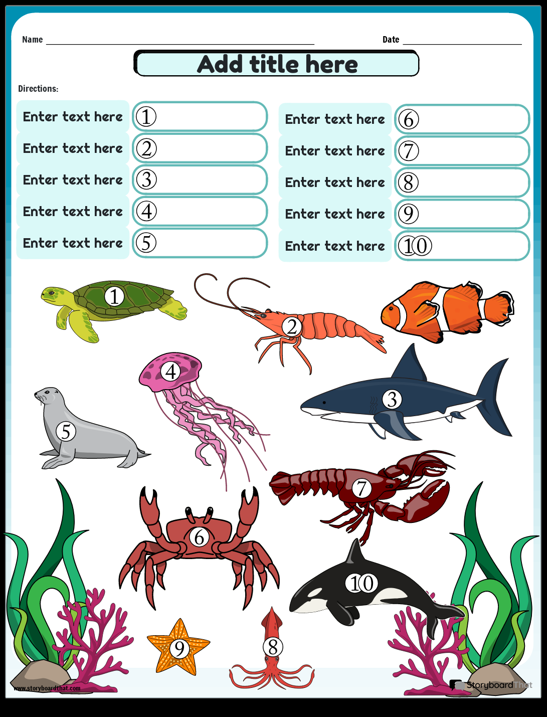 Free Ocean Worksheets Storyboard That Activities For Kids