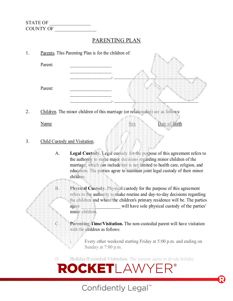 49 FREE Parenting Plan Custody Agreement Templates